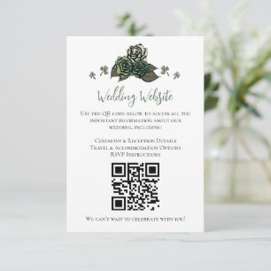 Tarjeta De Recepción Boda irlandés de cráneo de flores verdes código QR