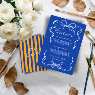 Tarjeta De Recepción Boda Italiana con Pinstripes Pintadas a Mano
