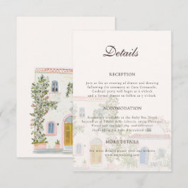 Tarjeta De Recepción Boda Italiana Mediterránea Acuarela Pastel