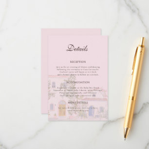 Tarjeta De Recepción Boda Italiana Mediterránea Acuarela Pastel