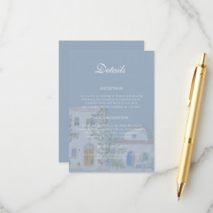 Tarjeta De Recepción Boda Italiana Mediterránea Acuarela Pastel