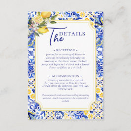 Tarjeta De Recepción Boda italiano de mosaico y limón mediterráneo