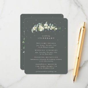 Tarjeta De Recepción Boda Itinerario de Snowberry Verde + Eucalyptus