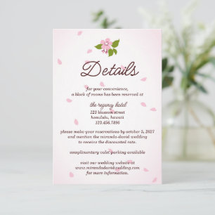 Tarjeta De Recepción Boda japonés de flores de cerezo rosado sakura