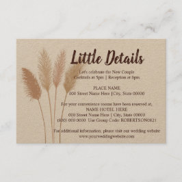 Tarjeta De Recepción Boda Little Details Pampas Grass
