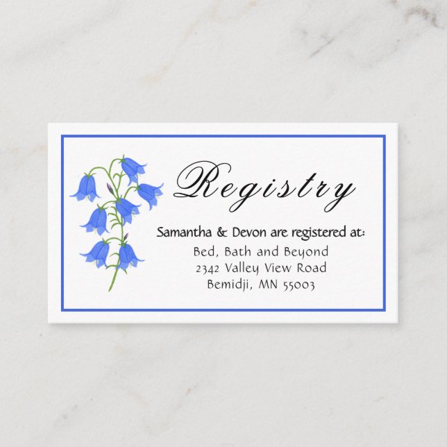 Tarjeta De Recepción Boda Lovely Bluebells (Anverso)