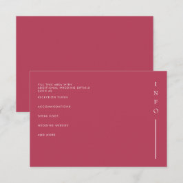 Tarjeta De Recepción Boda Magenta Mínimo Moderno Simple Elegante