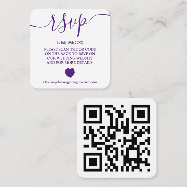 Tarjeta De Recepción Boda Magenta moderna rsvp Código Qr Coche de cierr (Anverso / Reverso)