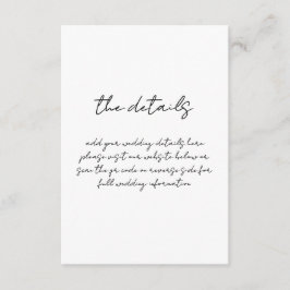 Tarjeta De Recepción Boda manuscrito minimalista negro y blanco