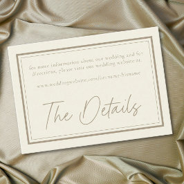 Tarjeta De Recepción Boda Marco Minimalista Crema de Marfil