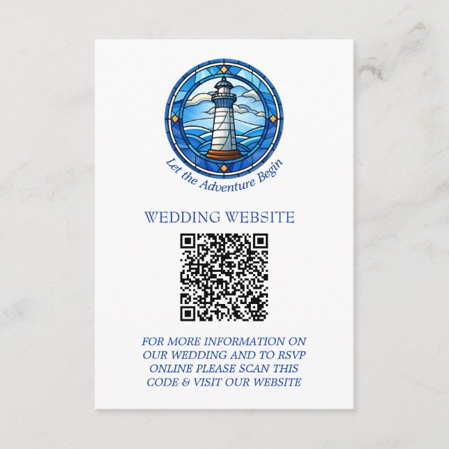 Tarjeta De Recepción Boda Marítimo Náutico del Faro (Anverso)