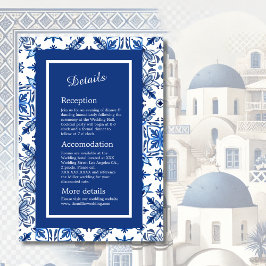 Tarjeta De Recepción Boda mediterráneo azul de Santorini