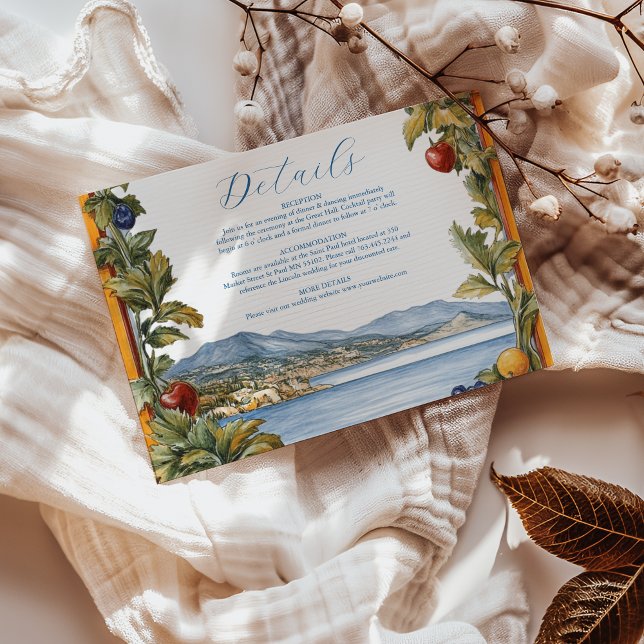 Tarjeta De Recepción Boda mediterráneo ilustrado (Subido por el creador)