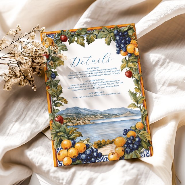 Tarjeta De Recepción Boda mediterráneo ilustrado (Subido por el creador)