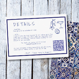 Tarjeta De Recepción Boda mediterráneo moderno Detalles Código QR