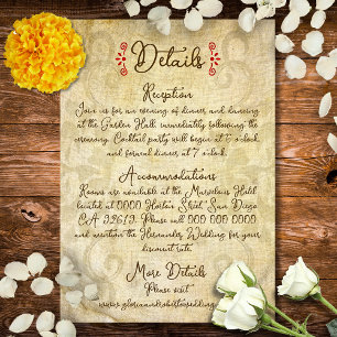 Tarjeta De Recepción Boda Mexicana Floral Barroco Rústico