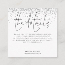 Tarjeta De Recepción BODA MINI SIZE Detalles Script Purpurina Plata