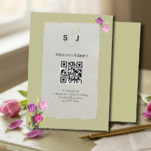 Boda Minimal Floral Verde Salvia Código QR