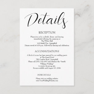 Tarjeta De Recepción Boda Minimalista 