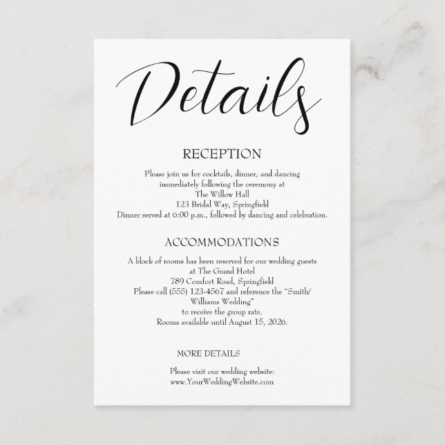 Tarjeta De Recepción Boda Minimalista  (Anverso)