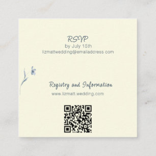 Tarjeta De Recepción Boda Minimalista Arqueada de Floral Azul Pálido y 