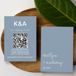 Tarjeta De Recepción Boda minimalista azul turbulento en escritura mode