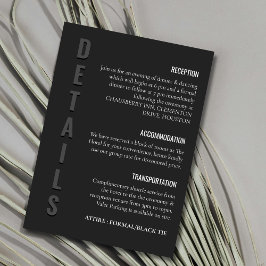 Tarjeta De Recepción Boda Minimalista Blackout