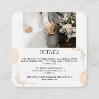 Tarjeta De Recepción Boda minimalista blanca marrón
