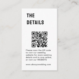 Tarjeta De Recepción Boda Minimalista blanco negro