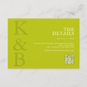 Tarjeta De Recepción Boda Minimalista Chartreuse Moderna