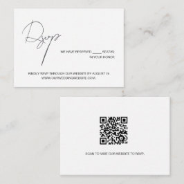 Tarjeta De Recepción Boda minimalista chic código QR negro blanco