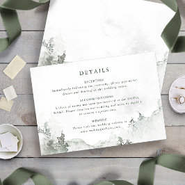 Tarjeta De Recepción Boda minimalista con detalles del bosque