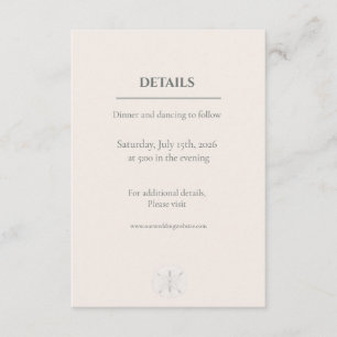 Tarjeta De Recepción Boda Minimalista con Dólar de Arena Costero