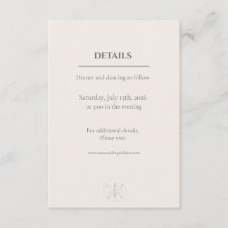Tarjeta De Recepción Boda Minimalista con Dólar de Arena Costero