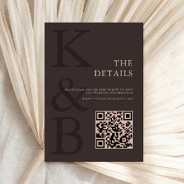 Tarjeta De Recepción Boda Minimalista con Monograma Marrón Moderno