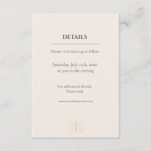 Tarjeta De Recepción Boda Minimalista Costera