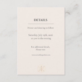 Tarjeta De Recepción Boda Minimalista Costera
