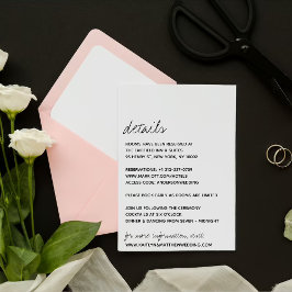 Tarjeta De Recepción Boda minimalista de escritura moderna en blanco y 