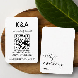 Tarjeta De Recepción Boda minimalista de escritura moderna en blanco y 