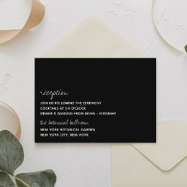 Tarjeta De Recepción Boda minimalista de escritura moderna en blanco y 