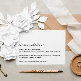 Tarjeta De Recepción Boda minimalista de escritura moderna en blanco y 
