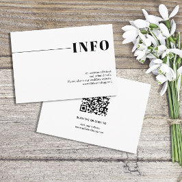 Tarjeta De Recepción Boda minimalista de tipografía de moda blanca y ne
