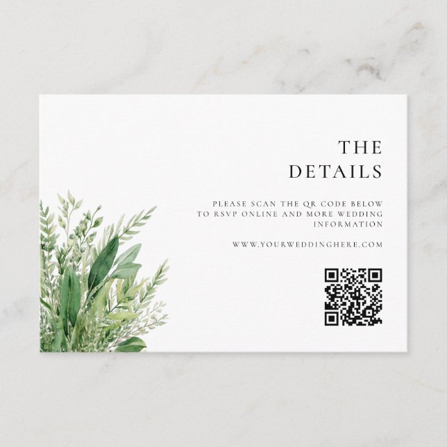 Tarjeta De Recepción Boda minimalista del Boho Greenery (Anverso)