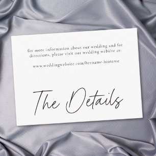 Tarjeta De Recepción Boda Minimalista Elegante en Blanco y Negro