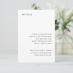 Tarjeta De Recepción Boda minimalista elegante en negro y blanco