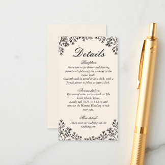 Tarjeta De Recepción Boda Minimalista Floral Marfil