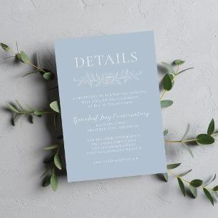 Tarjeta De Recepción Boda Minimalista Floral Simplicidad 1 Azul Hielo
