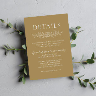 Tarjeta De Recepción Boda Minimalista Floral Simplicity 1 Roble Dorado
