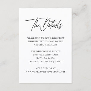 Tarjeta De Recepción Boda Minimalista Moderna