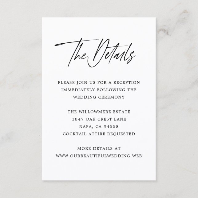 Tarjeta De Recepción Boda Minimalista Moderna (Anverso)